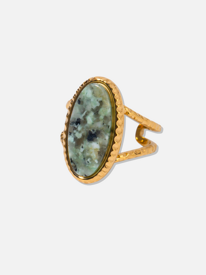Oval Natural Stone Adjustable Rings