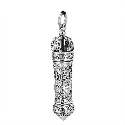 Sterling Silver Vajra Pestle Amulet Pendant Necklace