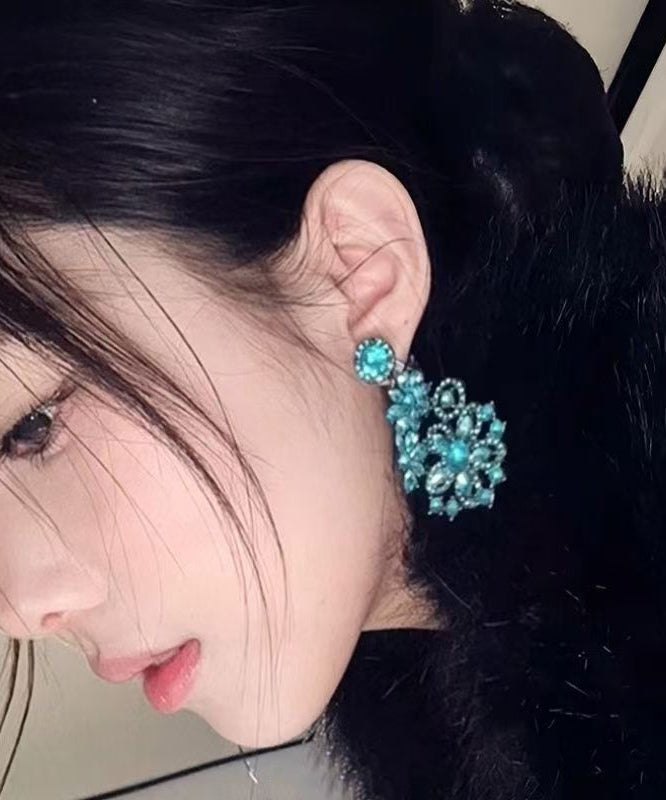 Blue Alloy Zircon Drop Earrings