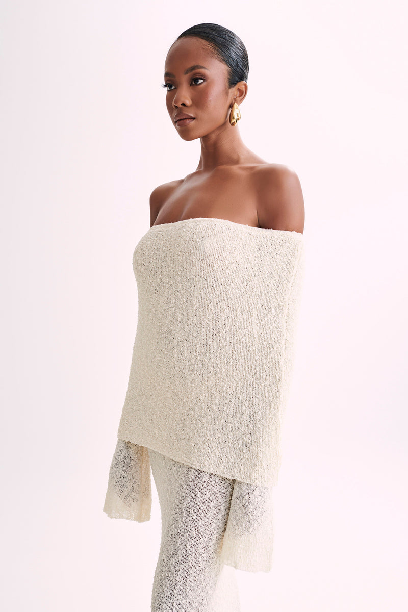 Isobella Off Shoulder Boucle Maxi Dress