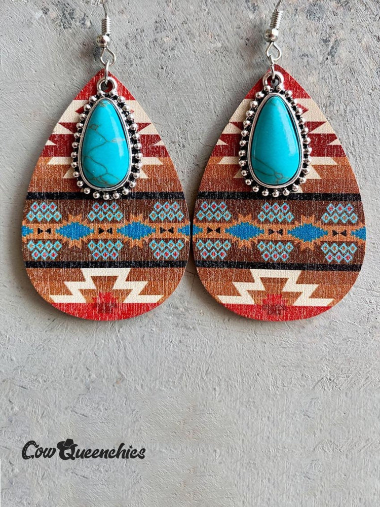 Western Earrings Turquoise Pendant