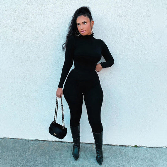 Clothing Autumn Winter Color Tight Sports Fitness Female Winter Jumpsuit