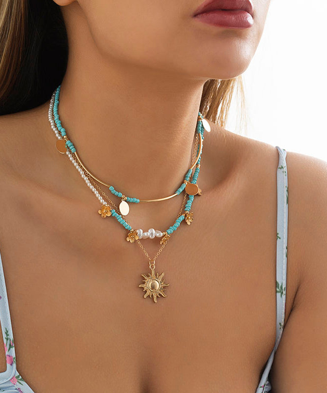 Sterling Silver Alloy Beads Planchet Three Piece Se Pendant Necklace