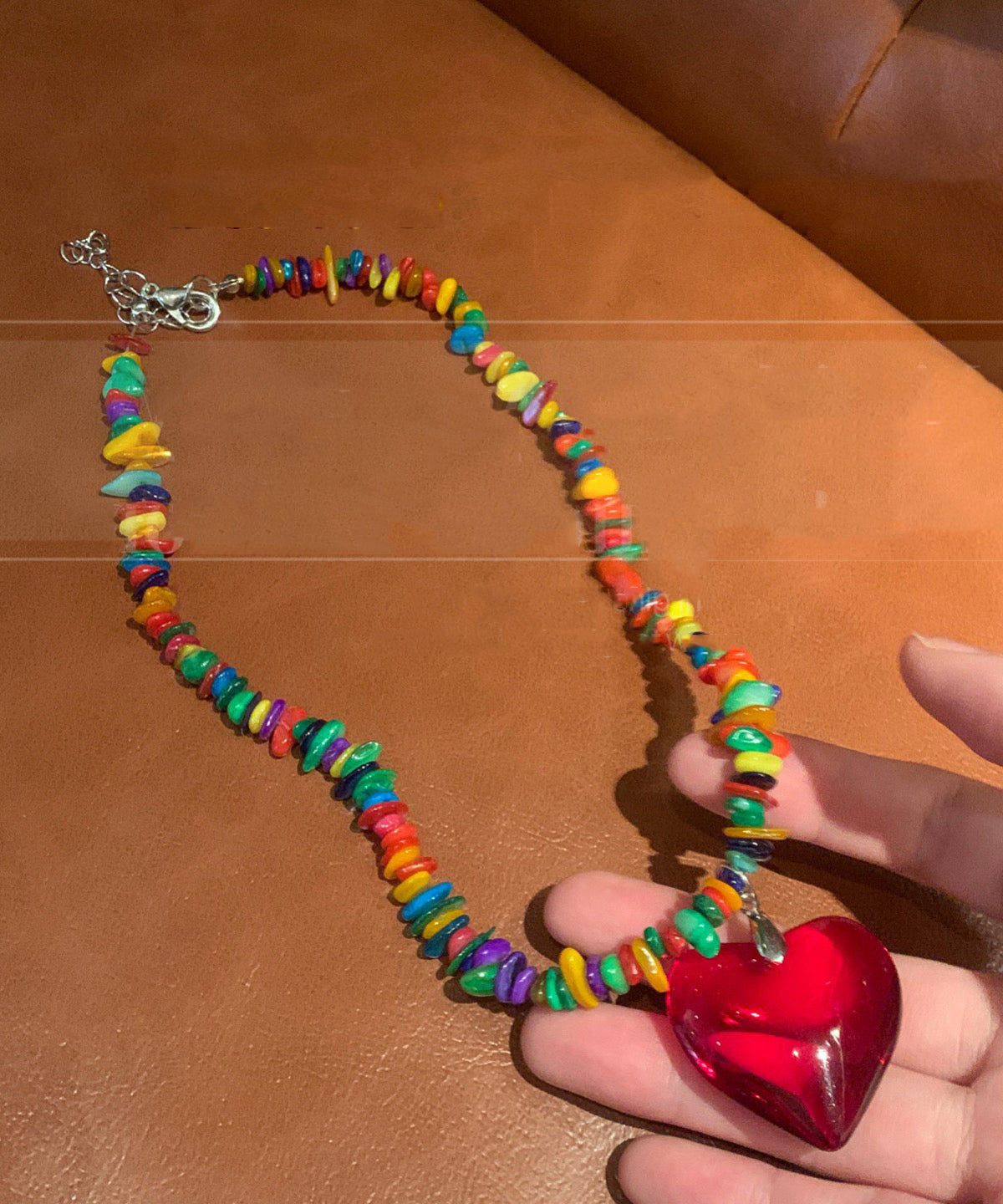 Original Design Rainbow Alloy Love Pendant Necklace