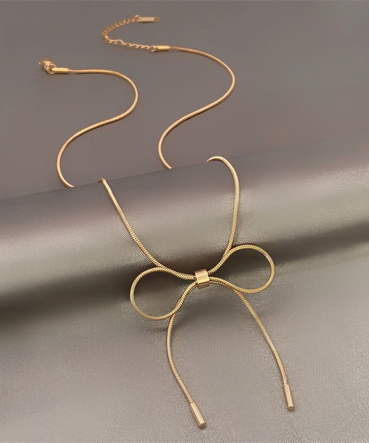 Gold Sterling Silver Overgild Bow Princess Necklace