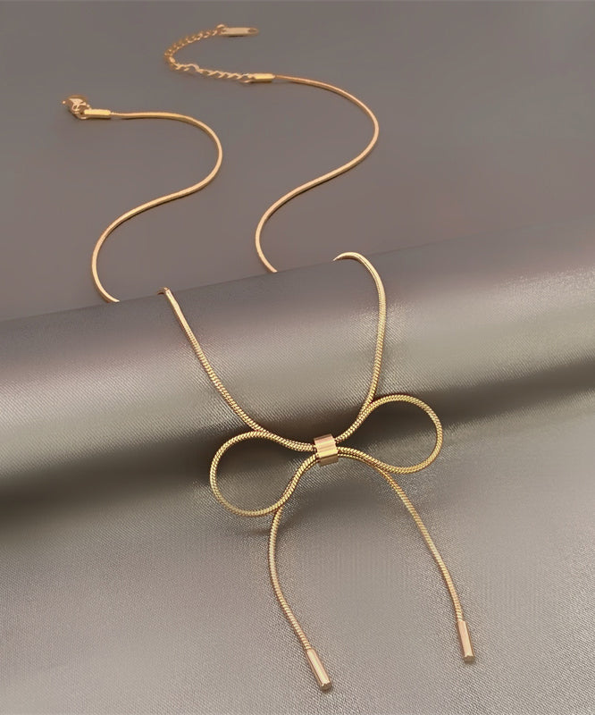 Gold Sterling Silver Overgild Bow Princess Necklace