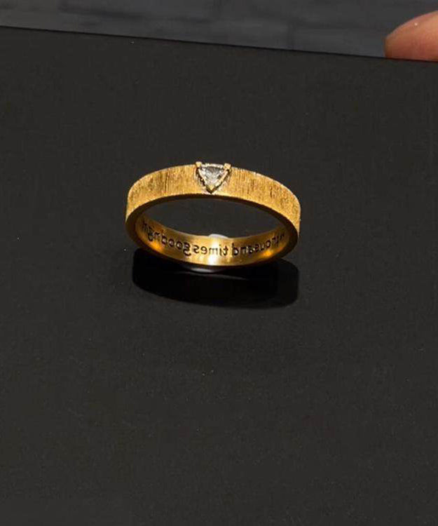 New Gold Sterling Silver Overgild Zircon Graphic Rings
