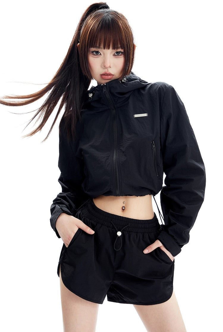 Sports Style Short Jacket and Shorts