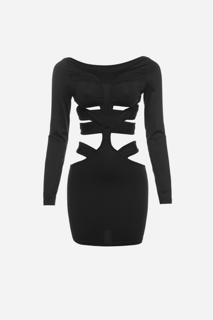 Boat Neckline Cut-out Mini Dress