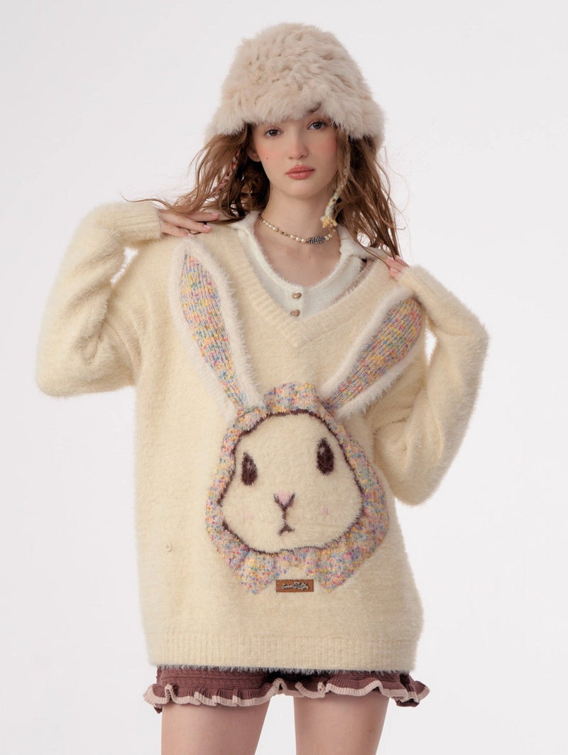 Fluffy Rabbit Cream Sweater