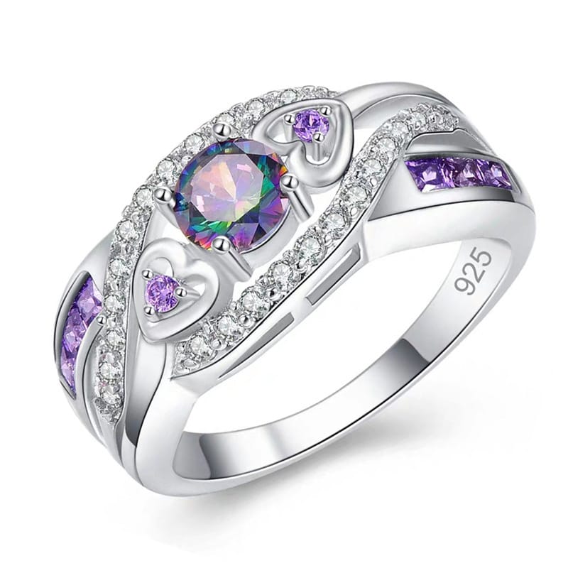 Majestic Heart Amethyst Crystal Ring