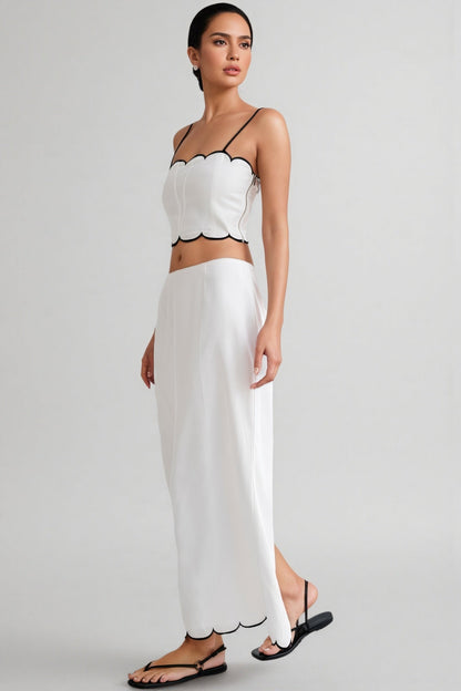 Nasim Scalloped Linen Top Maxi Dress Set