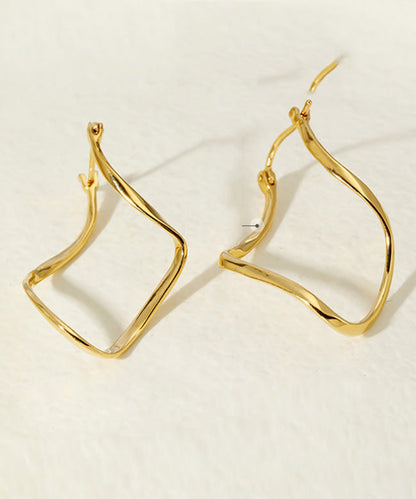 Gold Silver Bending Shape Hoop Earrings