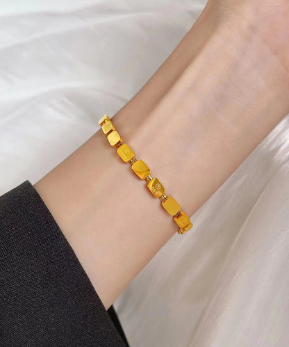 Gold Stainless Steel Love Square Snake Bone Chain Bracelet