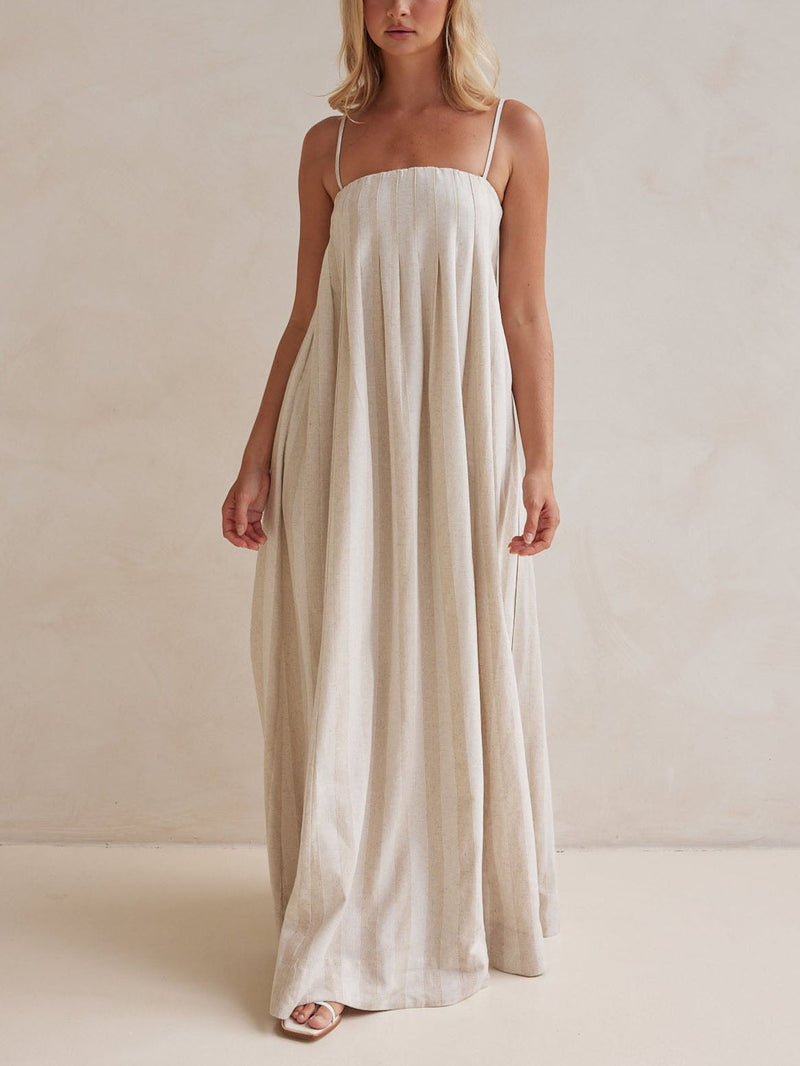 Halter Neck Striped Maxi Dress
