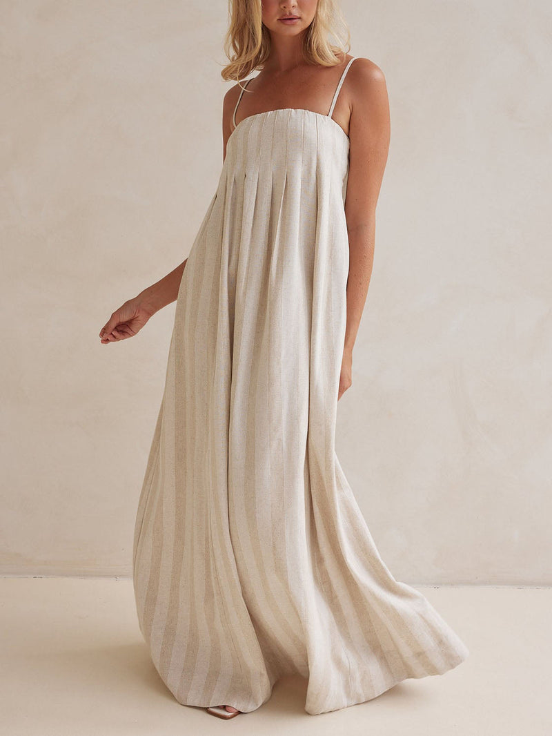 Halter Neck Striped Maxi Dress