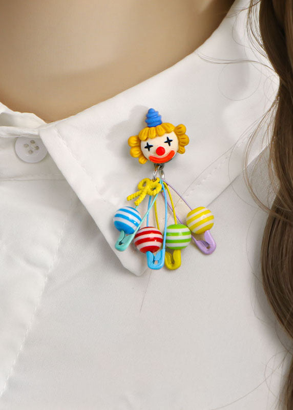Yellow Alloy Circus Clown Brooches