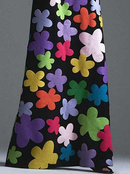 Long Sleeves Asymmetric Round-neck Maxi Dresses