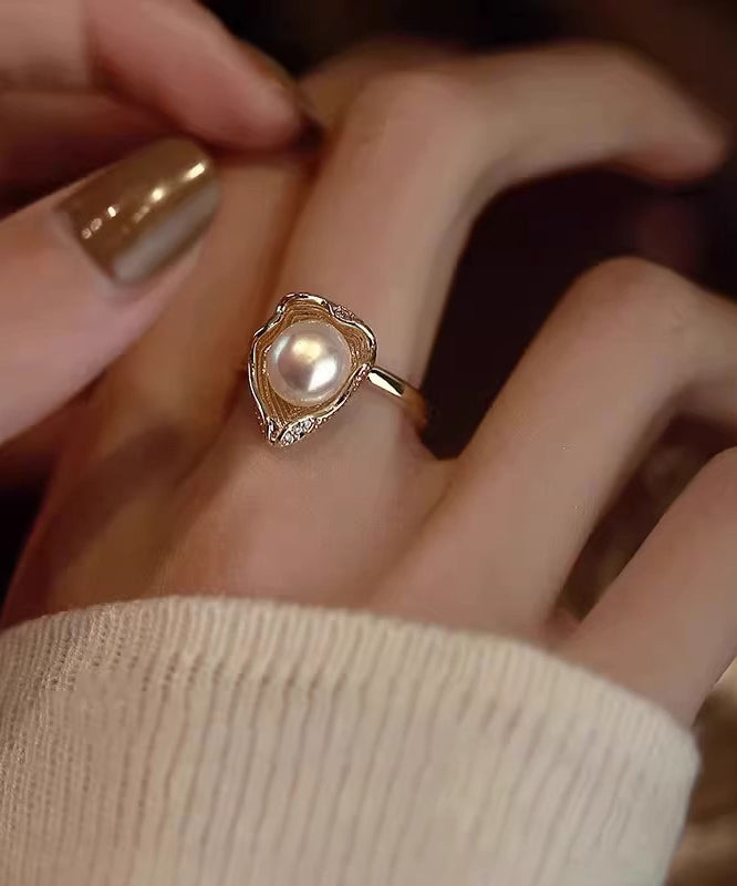 Gold Copper Overgild Pearl Rings