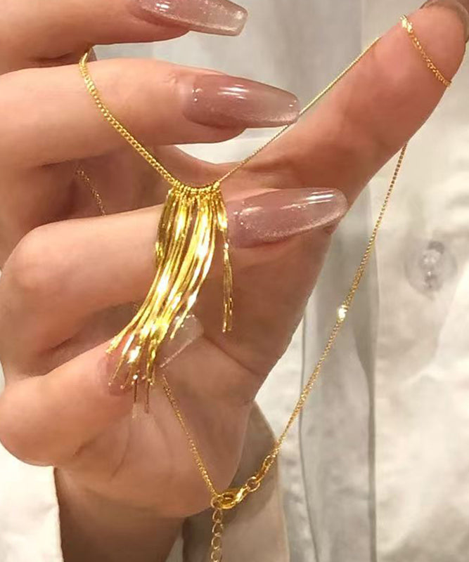 Gold Copper Overgild Tassel Pendant Necklace