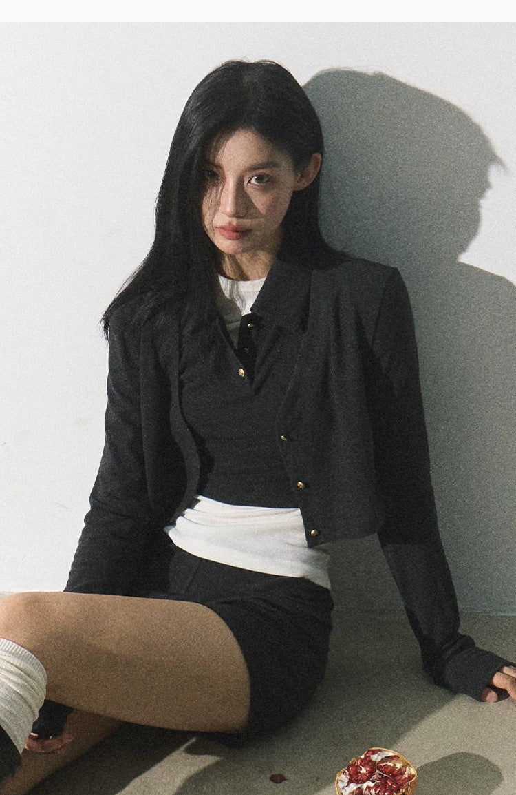 Minimalist Cropped Cardigan/vest/short
