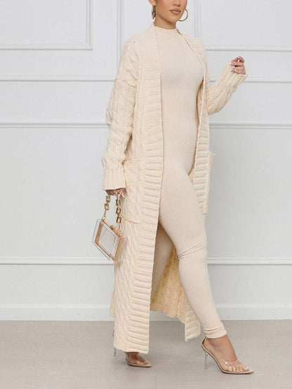 Knitted Graceful Open Front Cardigan