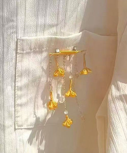 Retro Gold Copper Alloy Osmanthus Tassel Brooches