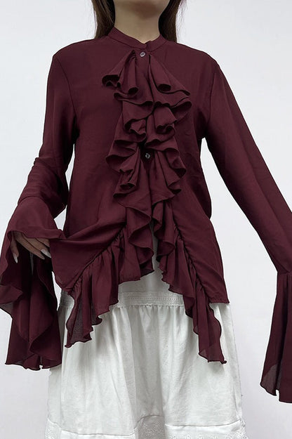 Ruffled Long-sleeve Blouse