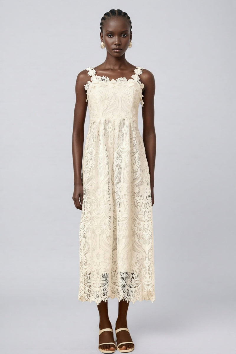 Harlin White Lace Maxi Dress