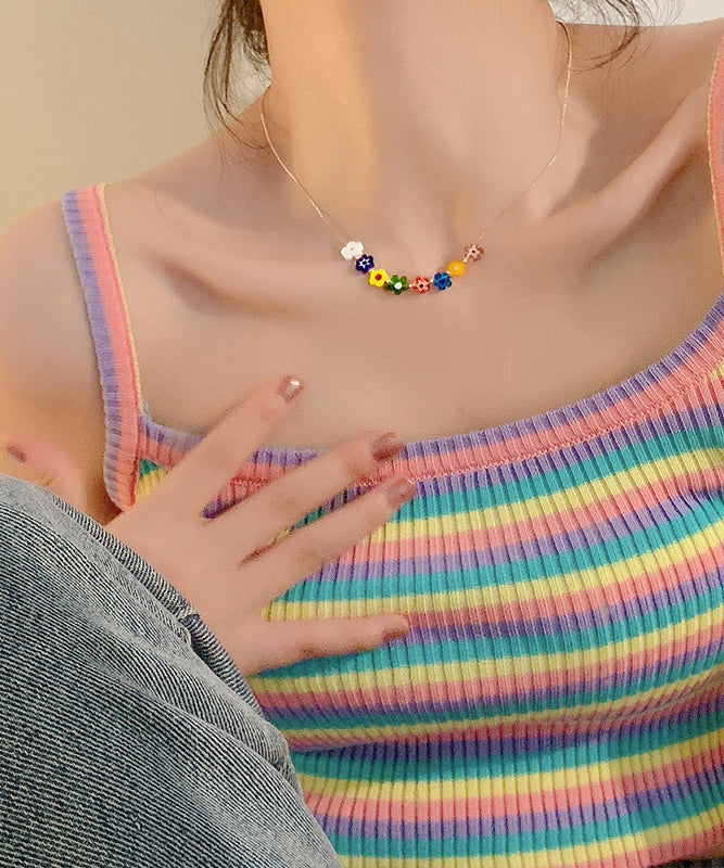 Rainbow Overgild Coloured Glaze Beading Necklace