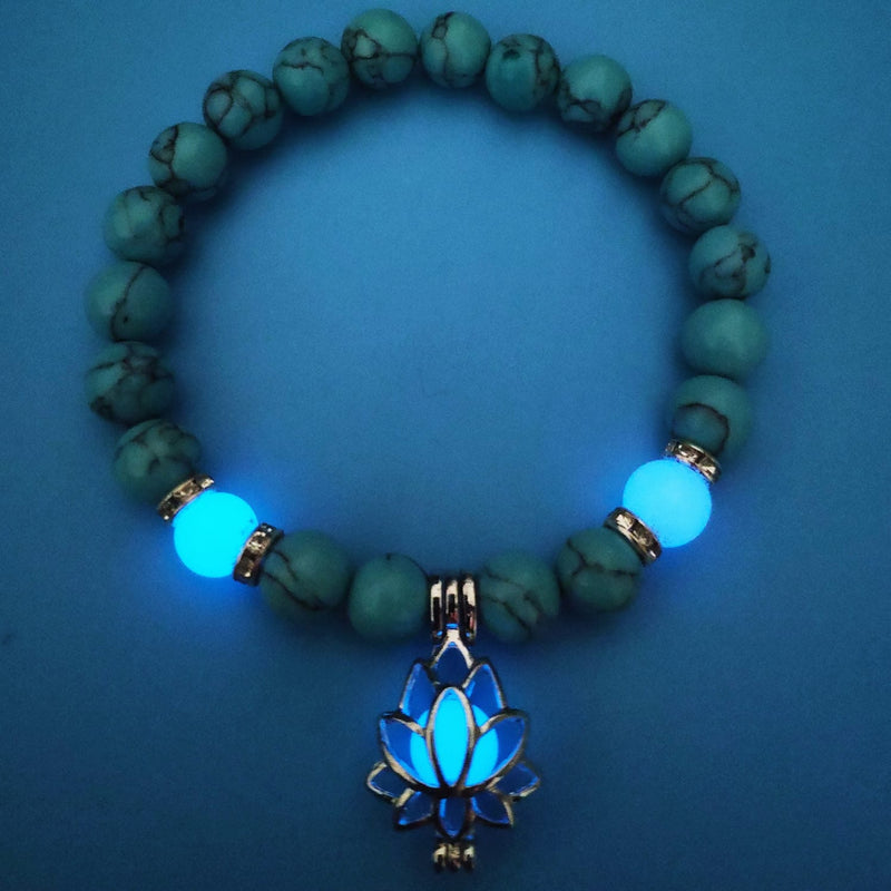 Luminous Lotus Energy Bracelet - Glow-in-the-dark Natural Stone Healing