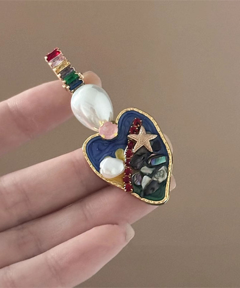 Rainbow Metal Love Pearl Hairpin