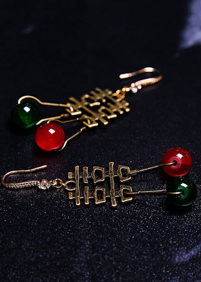 Handmade Xi Wedding Copper Tassels Drop Earrings