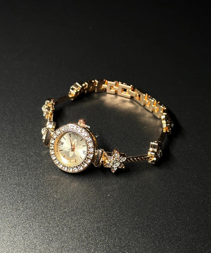 Stylish Gold Alloy Zircon Organic Glass Watches