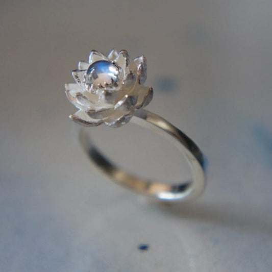 Moonstone Lotus Serenity Ring