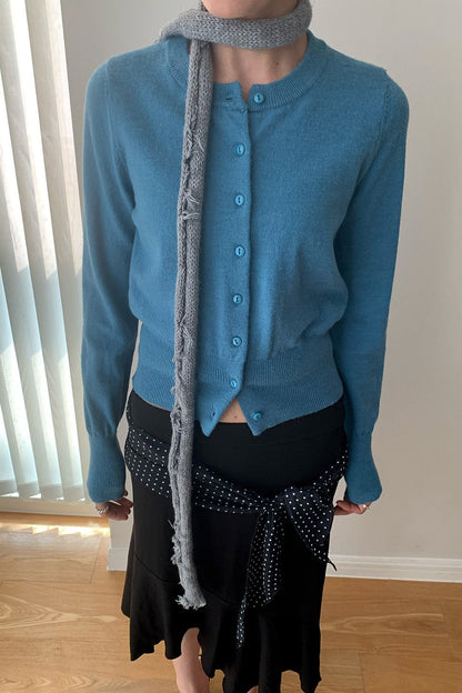 Slim-fit Round-neck Knit Cardigan