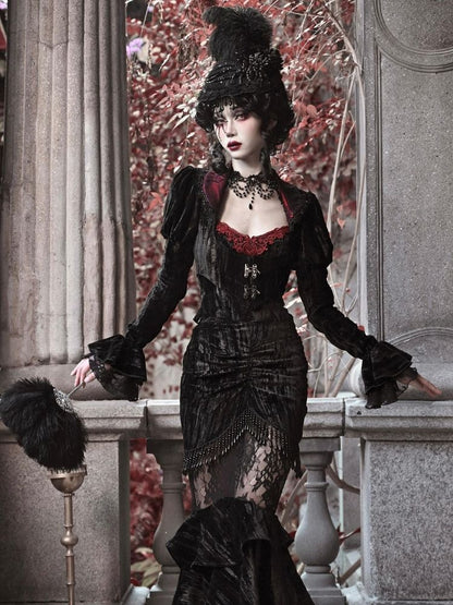 Gothic/victorian-inspired Velvet Cardigan Top