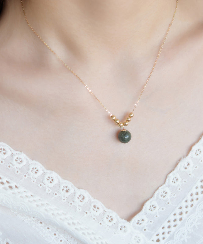 Classy Gold 14k Gold Crystal Pendant Necklace