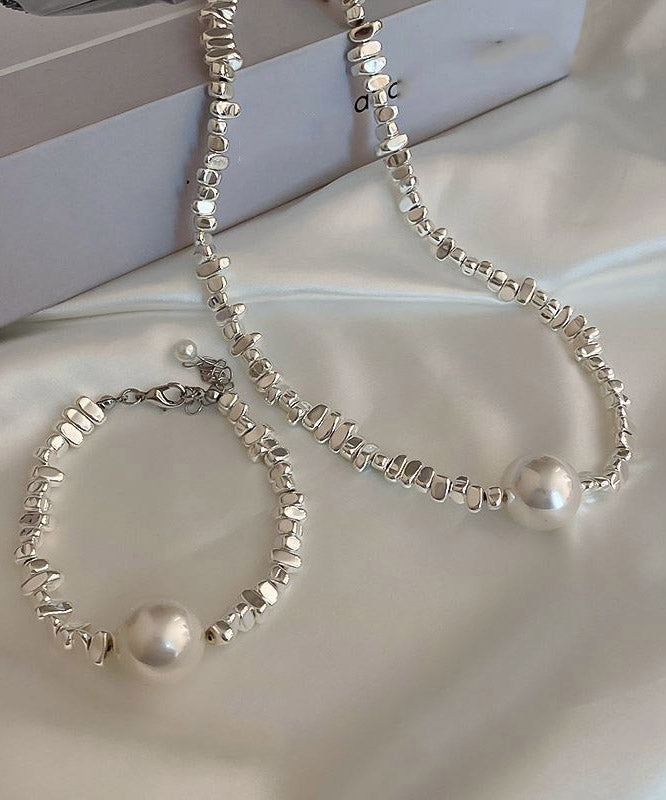Copper Asymmetricar Geometric Pearl Necklace
