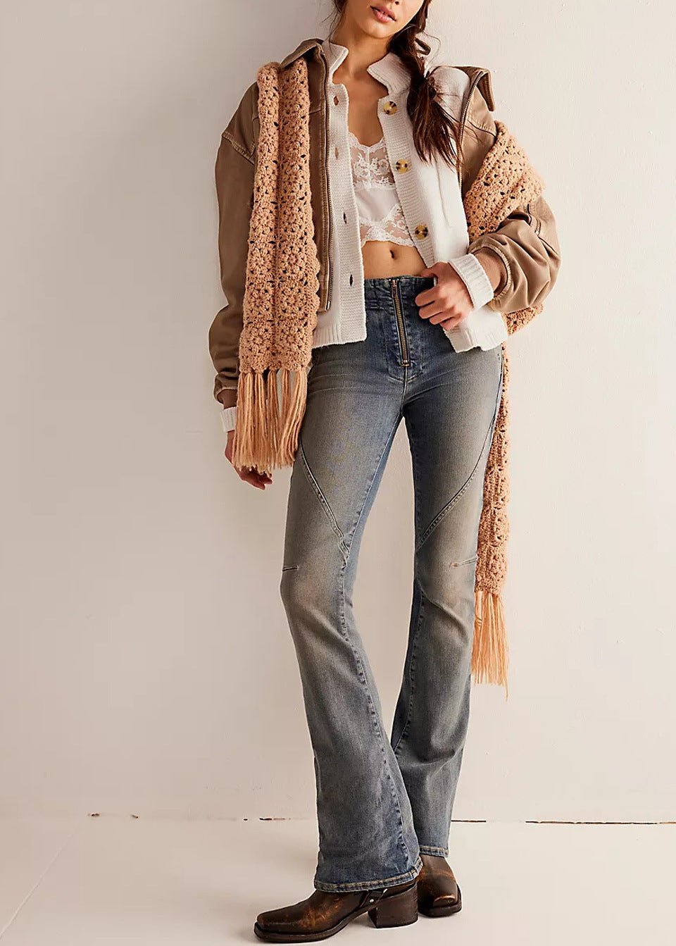 Knitted Button-down Cardigan With Stand Collar