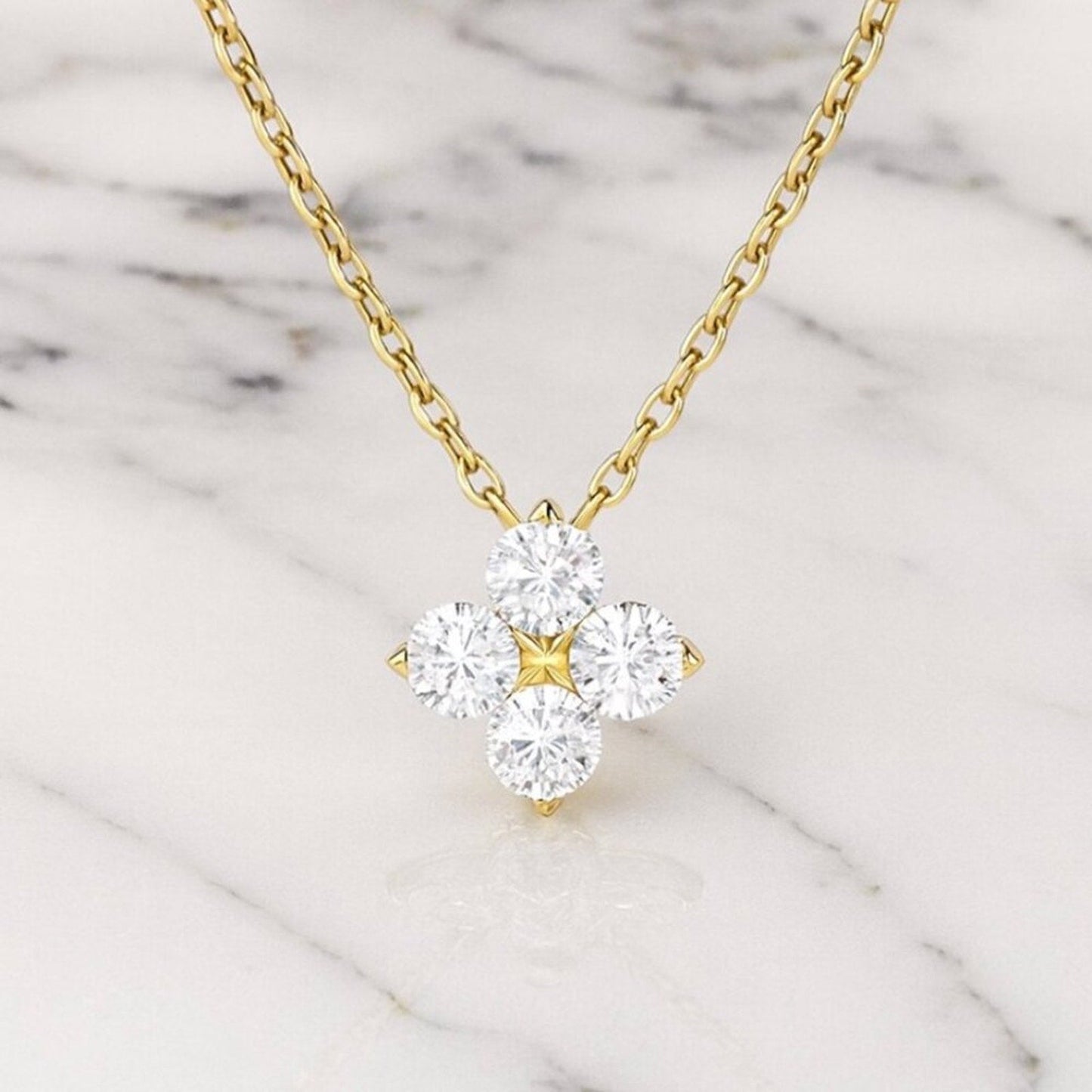 "hampton" Lab Diamond Clover Necklace