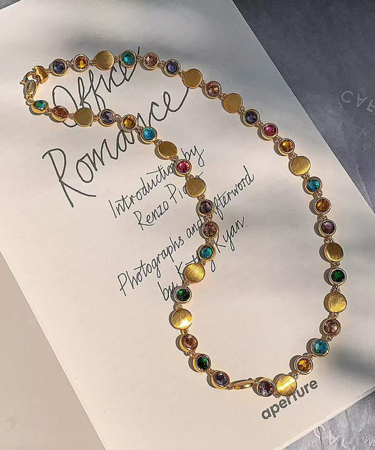 Golden Multicolored Gem Stone Necklace