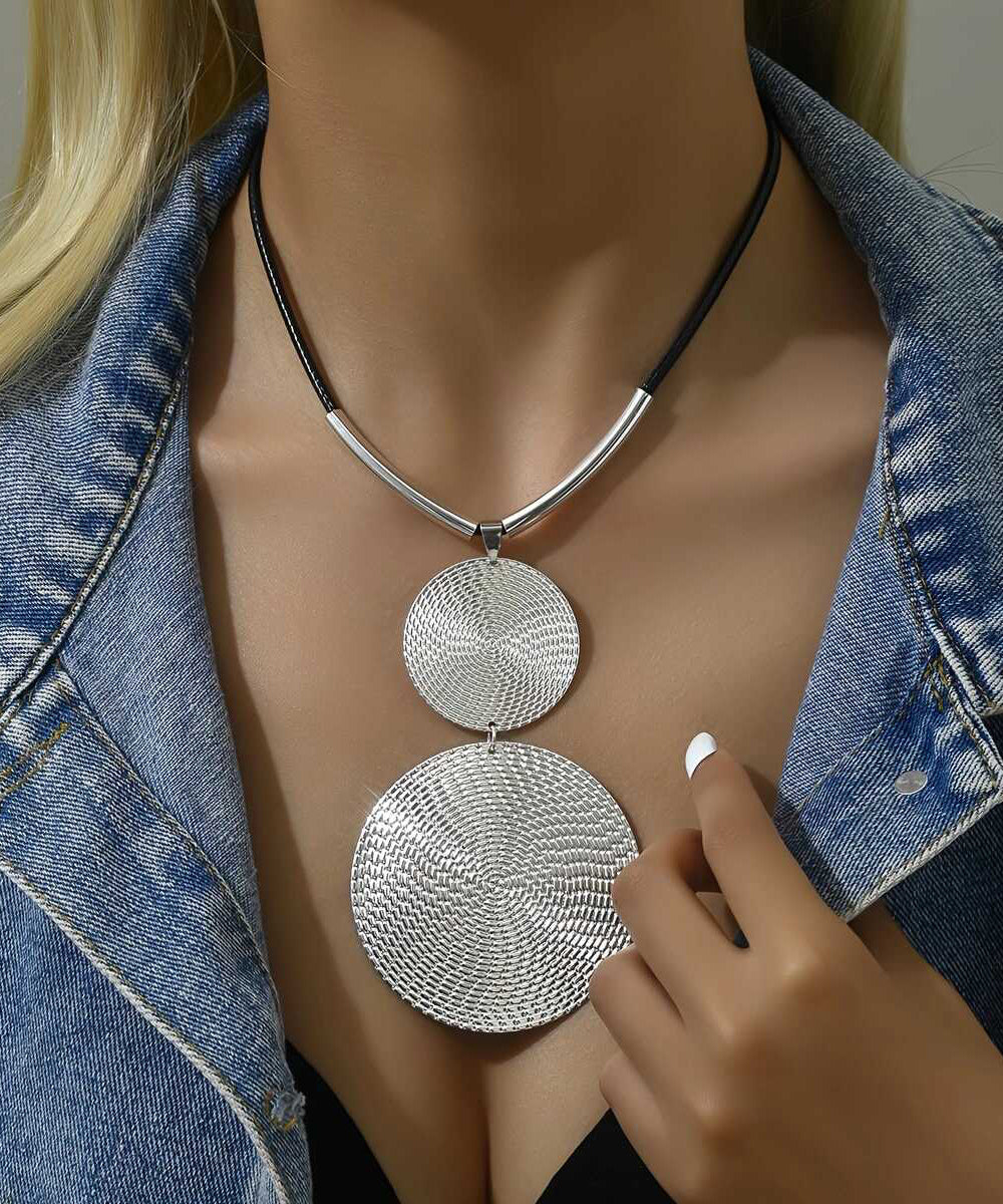 Silk Metal Asymmetrical Pendant Necklace
