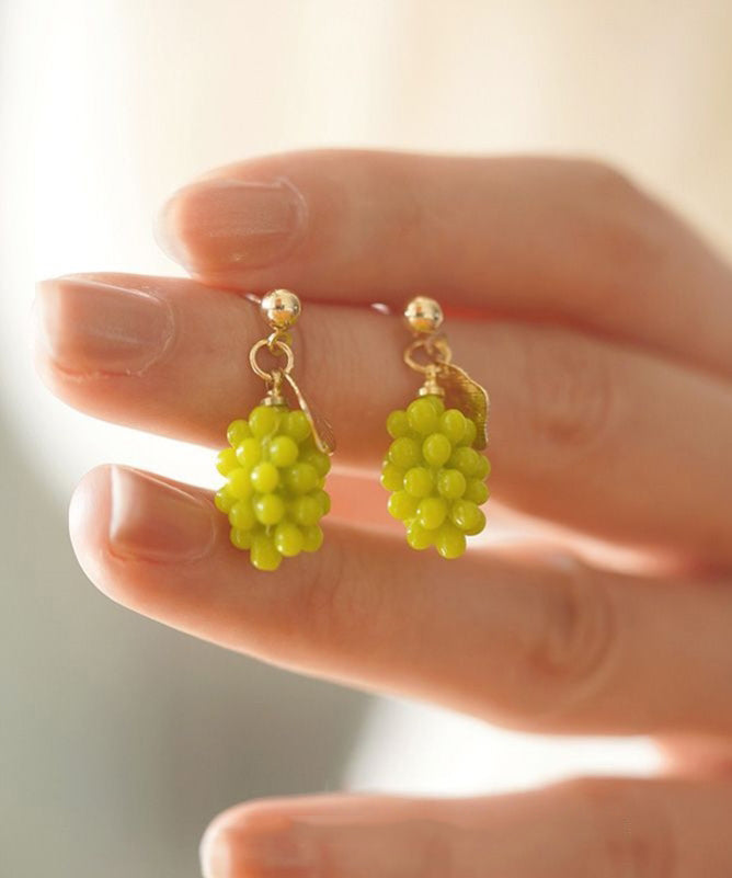 Diy Green Sterling Silver Overgild Grape Drop Earrings