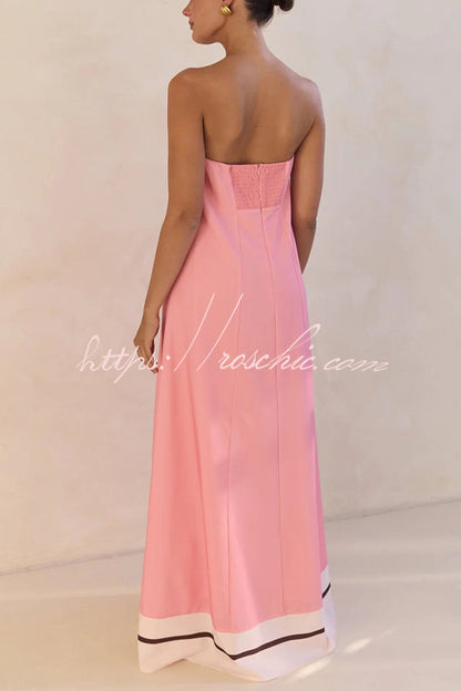 Unique Print Tube Top Back Zipper Loose Maxi Dress