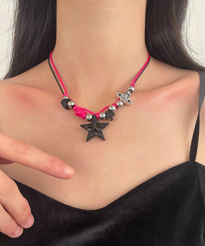 Colorblock Stainless Steel Alloy Star Pendant Necklace