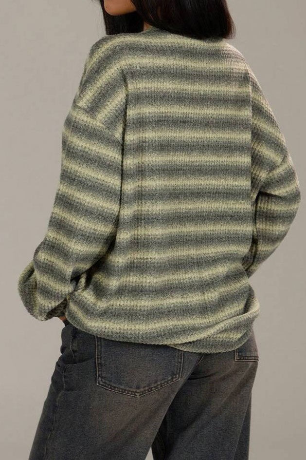 Relaxed Striped Knit Pullover Blouse