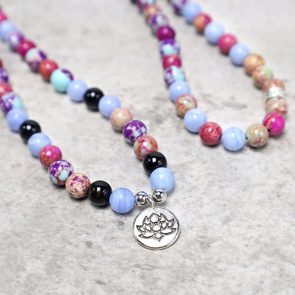 8mm Miano Real Stone Lotus Mala Beads for Meditation & Healing