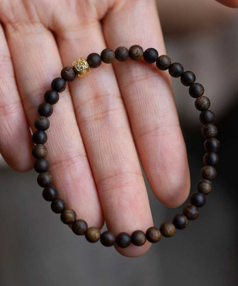 Brown Sterling Silver Overgild Beads Bracelet