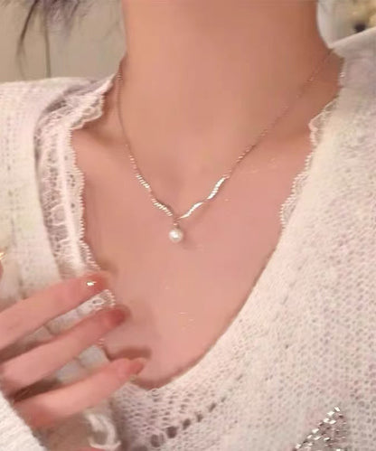 Fine Silk Sterling Silver Zircon Pearl Pendant Necklace